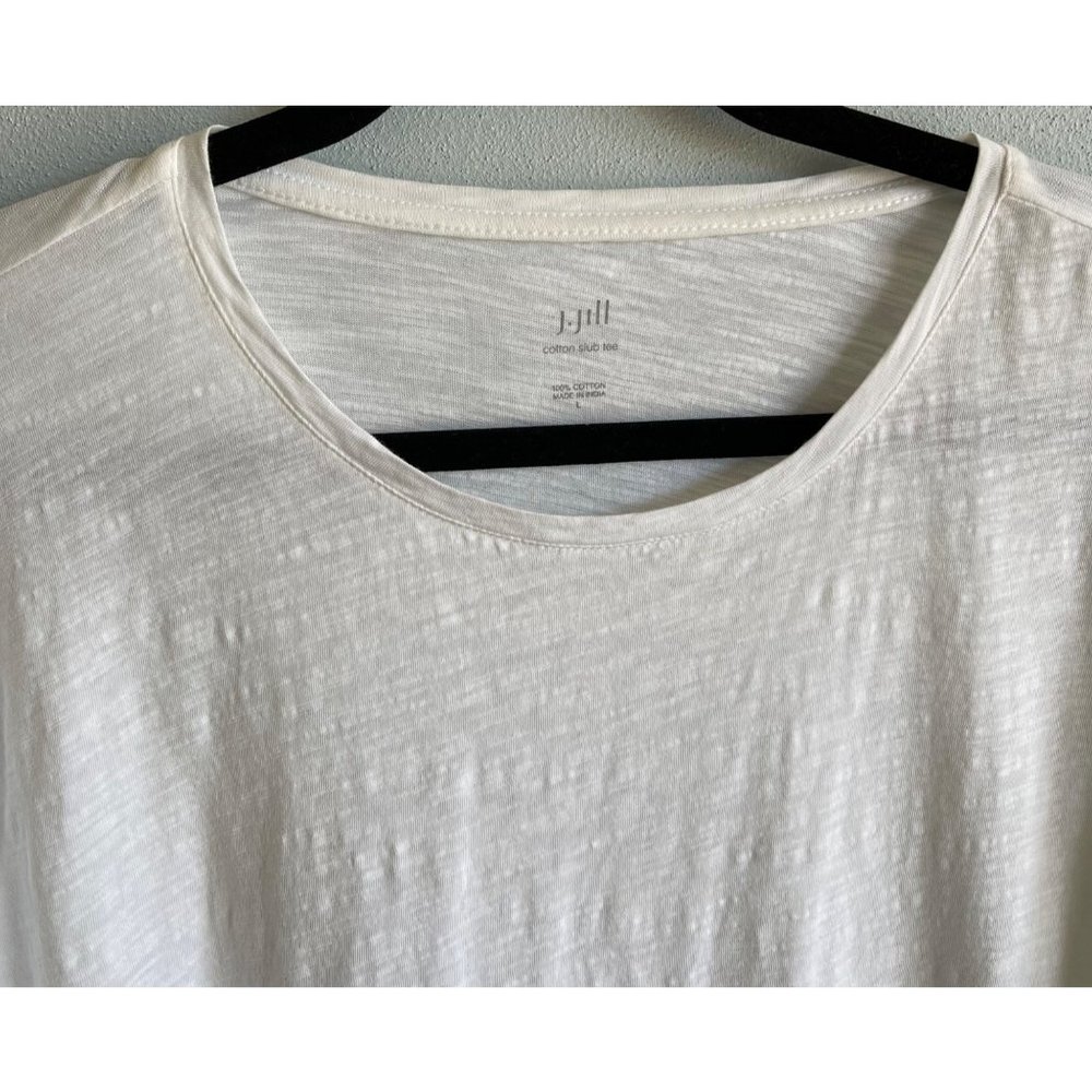 J.Jill Womens White Cotton Slub Tee Large - Picture 5 of 9